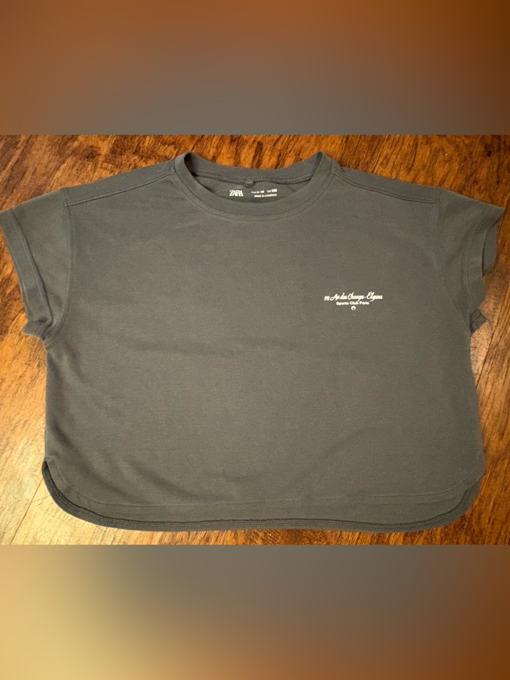 Zara Black Short Sleeve Tee with Small White Chest Script